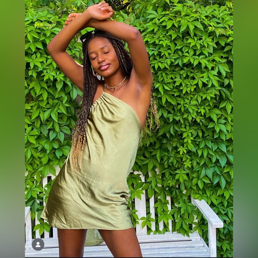 Green Satin Motel Rocks Dress